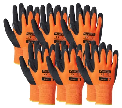 Produktbild von 6 Paar Arbeitshandschuhe Gr. 10 Polyester Latex Schaum Montagehandschuhe