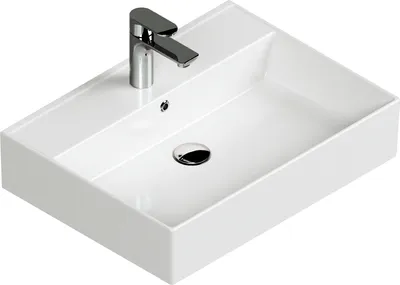 Produktbild von Aqua Bagno Basic Design Waschbecken Plan Aufsatz-Waschbecken Eckig Waschtisch Aufsatzbecken Keramik Weiß 60 x 45 x 13 cm