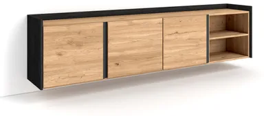 Produktbild von TV-Schrank, Lowboard, 207x50x35 cm, Für TV-Geräte bis zu 80", Hängend, Eiche Schwarz