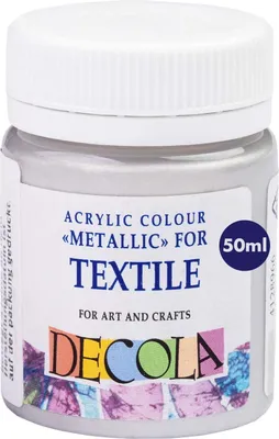 Produktbild von Decola - Silber Metallic Effekt Textilfarbe 50ml | Hochpigmentierte Textilfarben Waschmaschinenfest | Hergestellt von Neva Palette