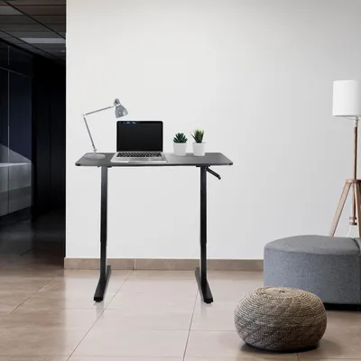 Obrázek produktu pro hjh OFFICE Stojící stůl STAND CR Výškově nastavitelný stůl Sit-stand, stojící stůl na notebook pro domácnost a kancelář, výška 74,0 - 123,0 cm
