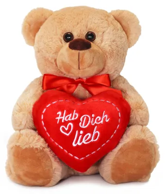 Produktbild von Teddybär mit Herz HAB DICH LIEB Plüsch-Teddy braun 25 cm