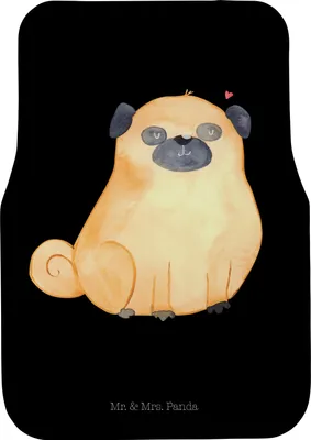 Produktbild von Mr. & Mrs. Panda Automatte Mops - Schwarz - Geschenk, Hund, Hundeliebe, Sprüche, Knuffig, Auto-Fußmatte, Fußmatte Auto, Autoteppich, Fürs, Liebe