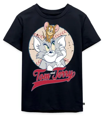 Produktbild von Spreadshirt Tom Und Jerry Baseball Kinder Premium T-Shirt, 122/128 (6 Jahre), Navy