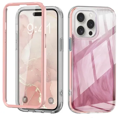 Immagine prodotto di Per Apple iPhone 15 Pro Max Design a molla Paraurti Ibrido TPU PC Custodia protettiva Cover rosa