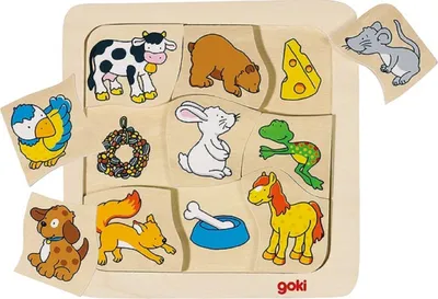 Immagine prodotto di Gioco di abbinamento Chi mangia cosa? puzzle da 9 pezzi 18x18 cm