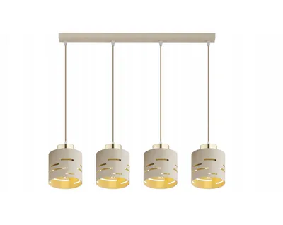 Produktbild von FKL DESIGN Home Deco Deckenlampe Deckenleuchte 4-flammig E27 Metall Lampenshirm Lampe aus Serie (Beige, N910-BZ4)