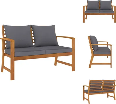 Produktbild von vidaXL Gartenbank 120 cm mit Dunkelgrauen Kissen Massivholz Akazie -  Gartenbänke