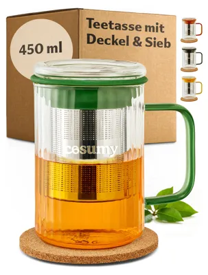 Produktbild von Cosumy Teetasse mit Deckel und Sieb 450ml Grün