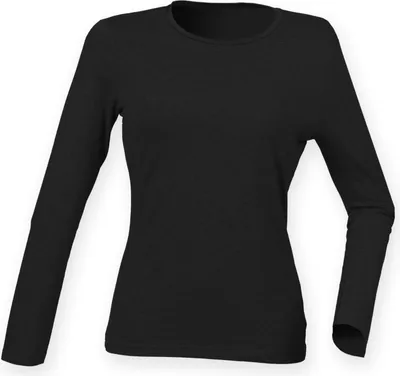 Produktbild von Skinni Fit Damen Feel Good Stretch T-Shirt, langärmlig RW4726 (XL) (Schwarz)