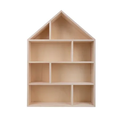 Image de Étagère murale en bois - Maison - 30 x 43 x 8 cm - 8 compartiments