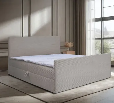 Produktbild von Bett Doppelbett Boxspringbett BERG POSO mit Fußsteil 180x200 cm OHNE Topper und Bonell-Matratze + 2 Bettkästen, H3 (Beige: POSO 105)