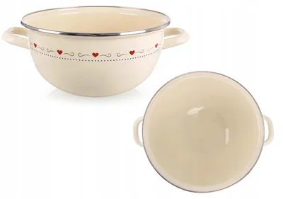 Produktbild von Orion Emaille Schüssel Griffe Retro Herzen Cremefarben 33cm