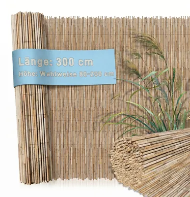 Produktbild von UISEBRT Hochwertige Schilfmatte 90x300cm, Natürlicher Sichtschutz für Garten & Balkon, Wetterfest mit Kabelbindern