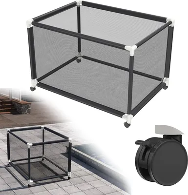 Obrázok produktu pre YARDIN Úložný box na bazén 122x78x88cm Vonkajší úložný box na bazén s kolieskami, čierny sieťový organizér na plavecké krúžky, plážové lopty, bazénové rezance, hračky a plavecké vybavenie