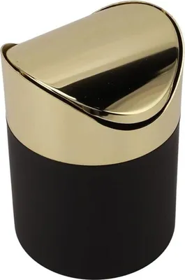 Produktbild von Tisch-Mülleimer, Mini-Mülleimer aus Edelstahl mit goldenem Deckel, Mülleimer für Zuhause und Büro, Papierkorb für Bad, Küche, Büro, Auto