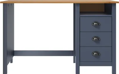 Obrázek produktu pro vidaXL Psací stůl Hill se 3 zásuvkami šedý 120x50x74cm borovicové dřevo