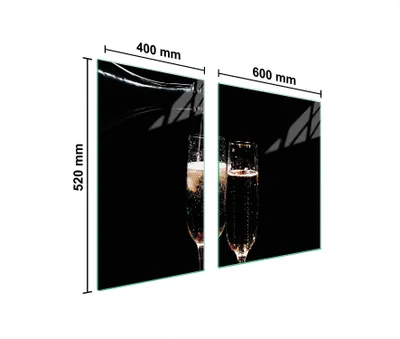 Produktbild von Herdabdeckplatten 2 teilig 100x52 Glaskeramikkochfeld Abdeckung Glas Schneidebrett Brille Schwarz