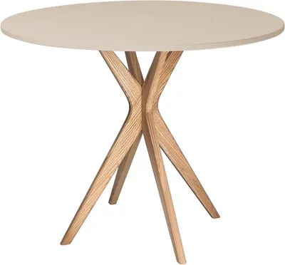 Productafbeelding van Ronde Eettafel - Eettafel Zuil - Gezellig Tafelen - Ruimtebesparend Ontwerp - 90 cm Diameter - Beige