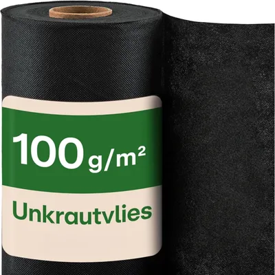 Obrázok produktu pre Protiplevelová textília, 100 g/m², 1 x 50 m, priedušná protiplevelová fólia, záhradná textília, odolná voči UV žiareniu, priepustná pre vodu, odolná