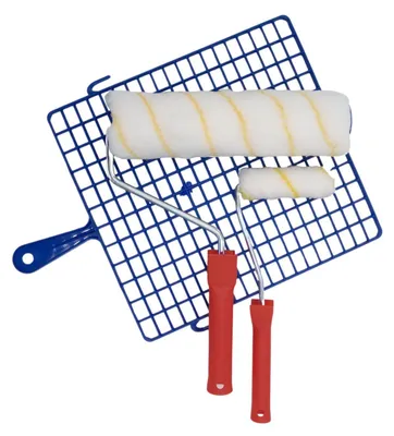 Produktbild von Profi-Farbroller-Set 5-tlg. Malerwalze Acryl-Farbwalze Farbrolle Abstreifgitter