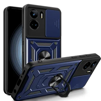 Produktbild von Outdoor Panzer Hülle Honor 90 Lite Handyhülle mit Slide Kameraschutz Ringhalter Blau