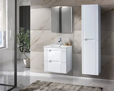 Produktbild von MONTIERT Design Badmöbel Set mit Waschbecken FIJI 60 cm MDF SOFT-CLOSE komplettes Badmöbel Set
