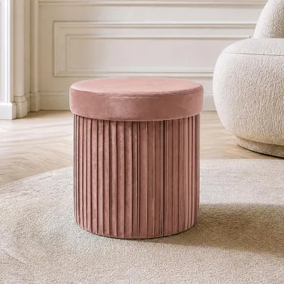 Produktbild von riess-ambiente Hocker ÉLAN 40cm rosa Samt runder Sitzhocker mit Stauraum faltbar