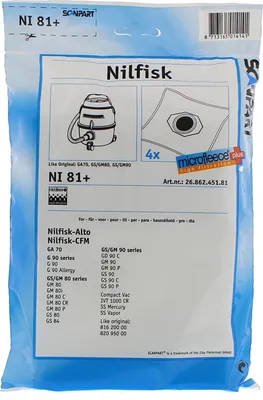 Zdjęcie produktu dla SCANPART 2686245181, Worek na kurz, Bęben próżniowy, Niebieski, Biały, Syntetyk, 4 szt.