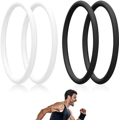 Image de Genouillère de maintien | Lot de 4 genouillères en silicone pour le tendon rotulien, pour la course à pied et le basket-ball | Hommes et femmes | Stabilisation du genou | Maintien confortable