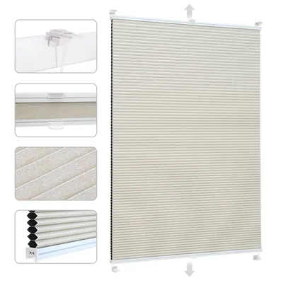 Produktbild von Sekey Wabenplissee ohne Bohren 90x130cm Doppelplissee  Beige mit Textiloptik Plissee Klemmfix 100% Verdunklung & Sonnenschutz Faltrollo Klemmfix für Fenster & Tür