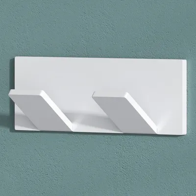 Produktbild von Mai & Mai Kleiderhaken ohne Bohren Wandgarderobe Wandhaken aus Edelstahl mit 2 Haken Garderobenleiste Garderobenhaken 81mm Matt weiß Stalo-02