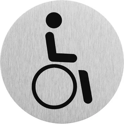 Immagine prodotto di Targa in alluminio per porta "pittogramma disabili" Ø75mm