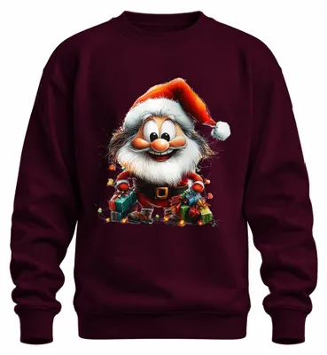 Obrázok produktu pre Father Christmas cartoon cute Christmas gift funny retro uni mikina, bordová, XXL