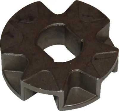 A close-up studio shot of a metal sprocket.