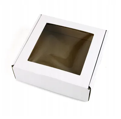 Produktbild von 15.5x15.5x2 cm Box mit Fenster quadratisch - Weiß - Set mit 5 Stück _ Schachtel mit Fenster, Verpackung mit Sichtfenst