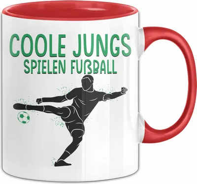 Produktbild von Fußballspieler Tasse Geschenk Coole Jungs Spielen Fußball Geschenkidee Jungen (Rot)
