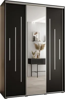 Produktbild von MEBLE KRYSPOL Davos 13 Schrank, drei Türen - 235,2x170x45 cm - Schwarz Schwarz Silber