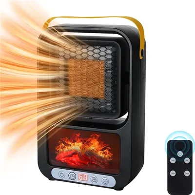 Produktbild von Kleiner Raumheizer für den Innenbereich 800W, 3D Flamme Mini mit Thermostat PTC-Keramik-Heizung für Schreibtisch Schlafzimmer Bad Büro