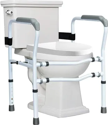 Produktbild von COSTWAY Výškovo nastaviteľná pomôcka na WC s opierkami na ruky bez opierky chrbta, protišmykové WC madlo pre seniorov a zdravotne postihnutých do 136 kg nosnosti, 48 x 65 x 84 cm