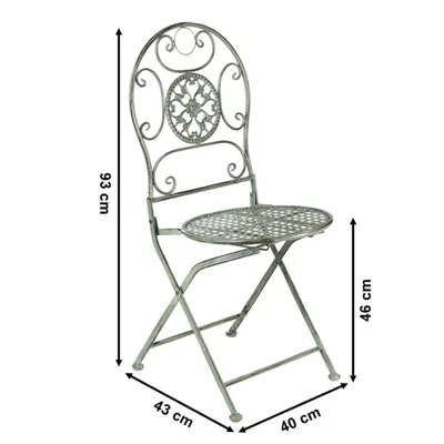 Zdjęcie produktu dla Kobolo metalowe krzesło ogrodowe krzesło vintage nostalgiczne metalowe krzesło antyczna zieleń 93 cm