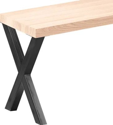 Produktbild von LAMO Manufaktur Sitzbank Esszimmer Holzbank 30x140x47cm, Möbelfüße Design Rohstahl mit Klarlack / Roh