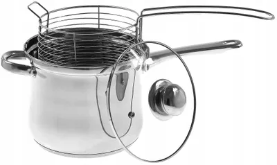 Produktbild von Rondel mit Deckel und Frittierkorb 3,6L Edelstahl
