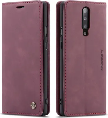 Immagine prodotto di Custodia OnePlus 7 Pro, Custodia retrò in Finto cuoio, tasche per carte, chiusura magnetica, custodia con funzione stand per OnePlus 7 Pro Rosso