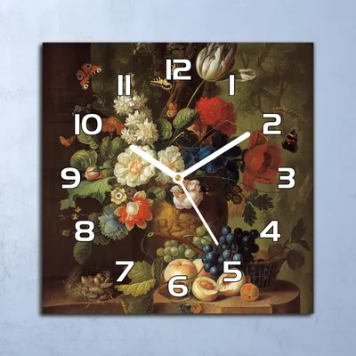 Produktbild von Deko Glasuhr Wanduhr 30x30 Buntes Blumenstrauß Quarz Küchenuhr Bürouhr