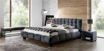 Immagine prodotto di Camera da letto Set letto blu Legno 2x Comodini Stile elegante Moderno Nuovo 3 pezzi.