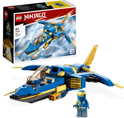 Produktbild von LEGO 71784 NINJAGO Jays Donner-Jet EVO, Aufrüstbares Ninja Spielzeug-Flugzeug mit Jay Minifigur, Geschenkidee zum Geburtstag für Kinder ab 7 Jahren