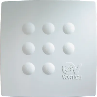 A white square ventilation fan with nine circular indentations arranged in a 3x3 grid. The brand logo and name 'VORTIGE' are embossed in the bottom right corner.
