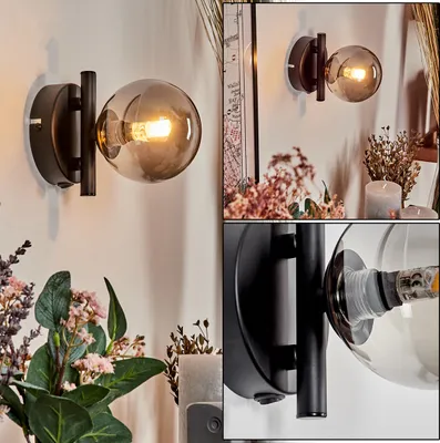 Produktbild von Isorella Wandlampe aus Metall/Glas in Schwarz/Rauchfarben/Klar
