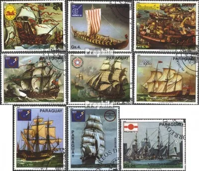 Produktbild von Briefmarken Paraguay 1980 Mi 3314-3322 (kompl.Ausg.) gestempelt Schiffsgemälde